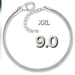 XXL 9.0 Silver Charm Bracelet Starter Bracelet Only No Charms